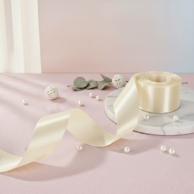 Атласная лента 2,5 см, кремовый (1 бобина)