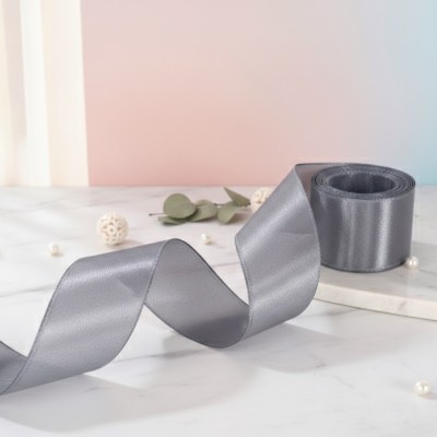 Атласная лента 2,5 см, темно-серый (1 бобина)