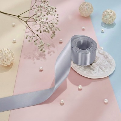 Атласная лента 2,5 см, светло-серый (1 бобина)