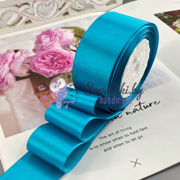 Атласная лента 4 см, бирюзовый (740)