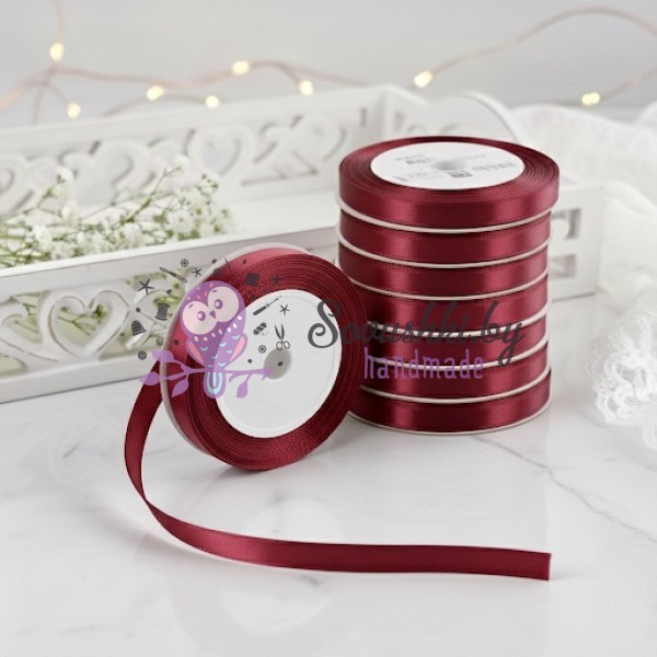 Атласная лента 0,6 см, бордовый (730), бобина