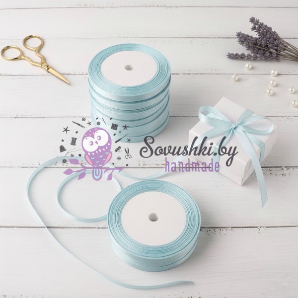 Атласная лента 0,6 см, голубой (301), бобина