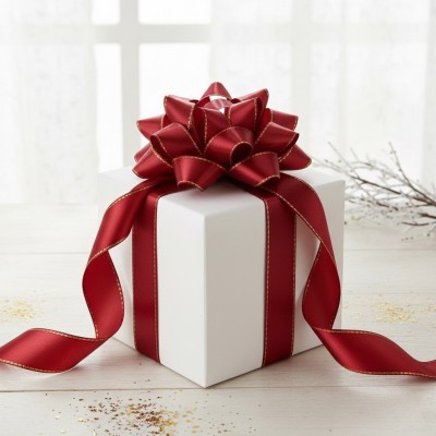 Лента атласная 2,5 см с люрексом, бордовый/золото 