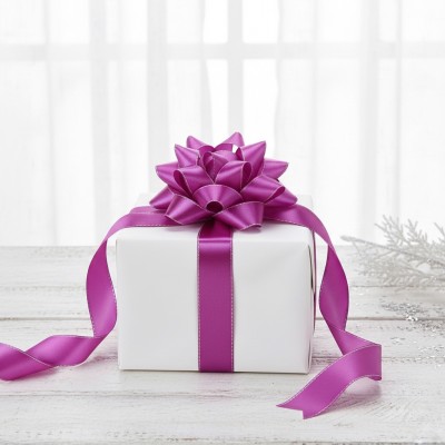 Лента атласная 2,5 см с люрексом, фукси/серебро