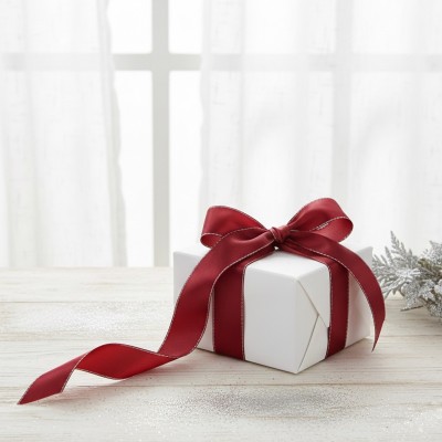 Лента атласная 2,5 см с люрексом, бордовый/серебро Лента атласная 2,5 см с люрексом, бордовый/серебро