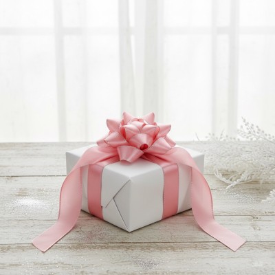 Лента атласная 2,5 см с люрексом, пудрово-розовый/серебро Лента атласная 2,5 см с люрексом, пудрово-розовый/серебро