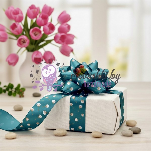 Лента для упаковки подарков и рукоделия "Хлопок" Premium 2,5 см, зеленый