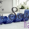 Атласная лента 4 см с рисунком "Горошек", синий (отрез 7.75 м)