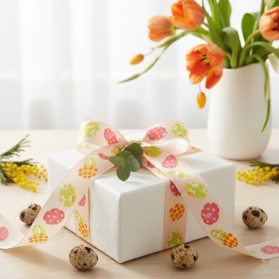 Лента для упаковки подарков и рукоделия "Пасхальные яйца" 2,5 см, розовая (6 м) Лента для упаковки подарков и рукоделия "Пасхальные яйца" 2,5 см, розовая (6 м)