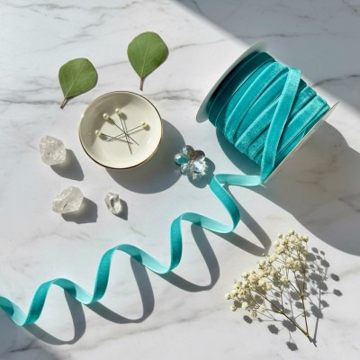 Лента бархатная 10 мм, бирюзовый (5 м)