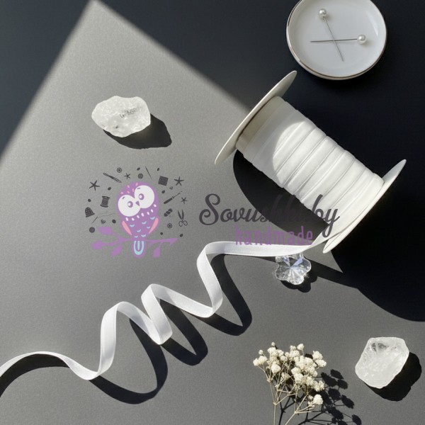 Лента бархатная 10 мм, белый (5 м)