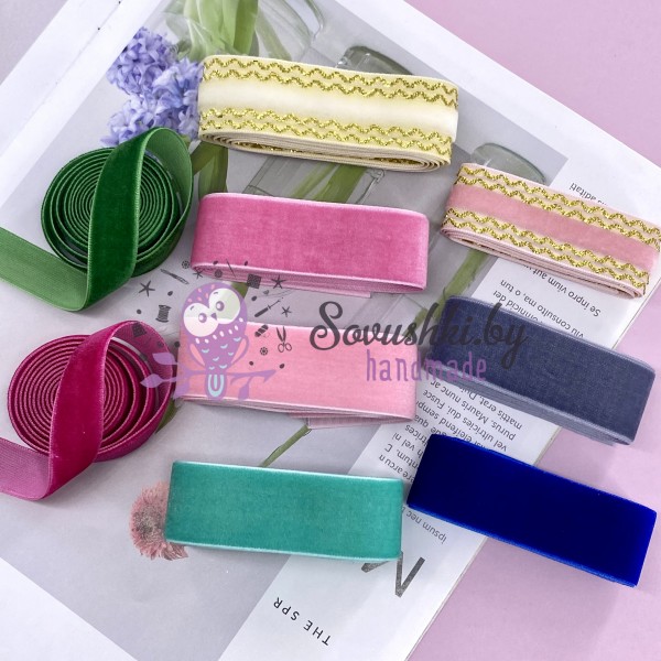 Набор отрезов бархатной ленты #001