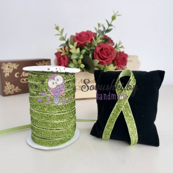 Лента с люрексом 1 см, фисташковый