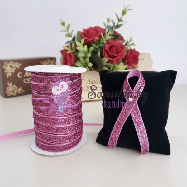 Лента с люрексом 1 см, розовый