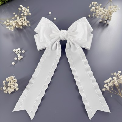 Лента с рюшами для бантов и рукоделия, белая