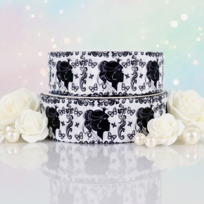 Репсовая лента 25 мм с рисунком "Девушка" (отрез 3,15 м)