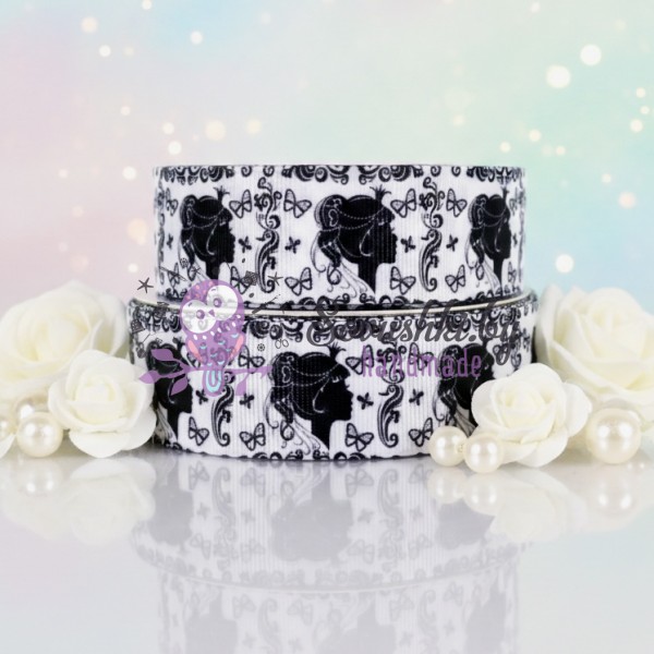 Репсовая лента 25 мм с рисунком "Девушка" (отрез 3,15 м)