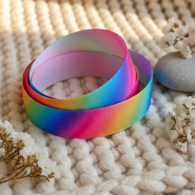 Лента репсовая 25 мм градиент "Радуга" (2) отрез 3,6 м