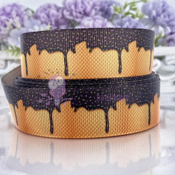 Репсовая лента 25 мм "Глазурь", черная