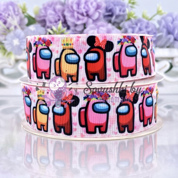 Репсовая лента 25 мм "Игра амонг ас" (3)