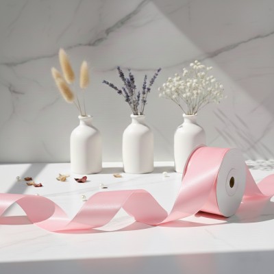 Сатиновая лента, бледно-розовый