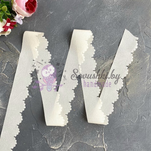 Шифоновая лента "Лепесток резной", бежевый