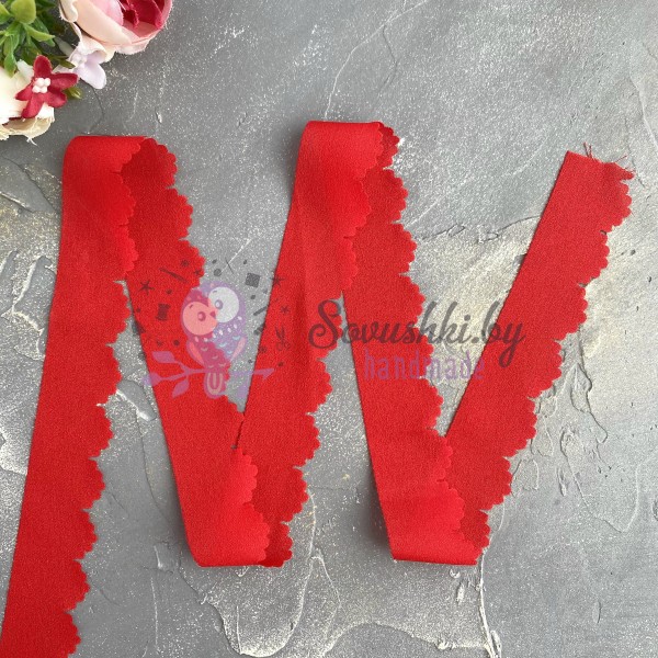 Шифоновая лента "Лепесток резной", красный