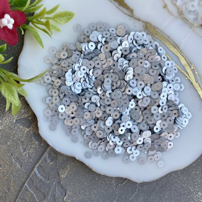 Пайетки круглые 4 мм (10 гр), светло-серый