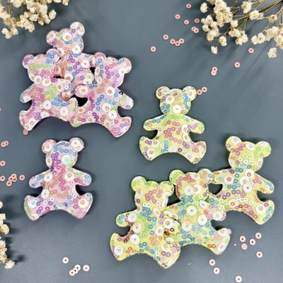 Патчи для рукоделия с крупными пайетками "Мишки" - набор 8 шт.