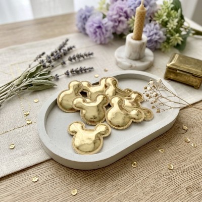 Декоративные патчи для рукоделия из экокожи "Микки" золото - набор 5 шт.