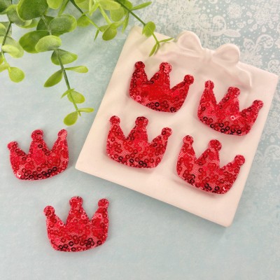 Декоративные патчи с пайетками "Корона", красный - набор 6 шт Декоративные патчи с пайетками "Корона", красный - набор 6 шт