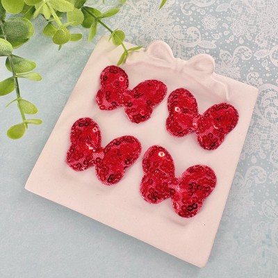 Декоративные патчи с пайетками "Бантик", красный - набор 4 шт. Декоративные патчи с пайетками "Бантик", красный - набор 4 шт.