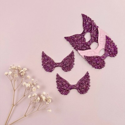 Декоративные патчи с блестками "Крылья"разноцветные №2 - набор 6 шт.