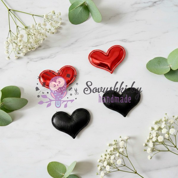 Декоративные патчи для рукоделия «Сердечки» из экокожи (4 шт.)