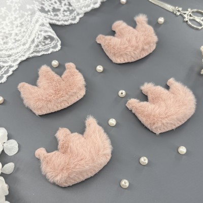 Меховые патчи для рукоделия «Корона» — набор 4 шт. (5,5х4,5 см)