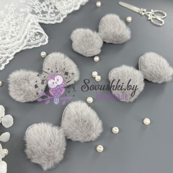 Меховые патчи для рукоделия «Бантики» — набор 4 шт. (6,5х3,7 см)