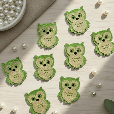 Декоративные элементы (патчи-вырубка) «Совушки» — набор 10 шт (зеленый)