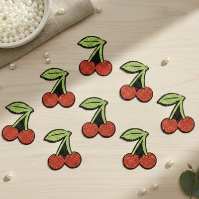 Набор декоративных элементов (патчи-вырубка) «Блестящие вишенки» — набор 9 шт, красные