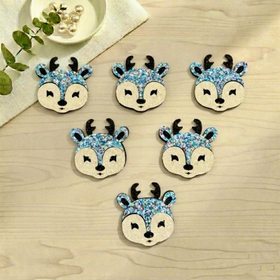 Декоративные элементы (патчи-вырубка) «Оленята» — набор 6 шт (голубой)