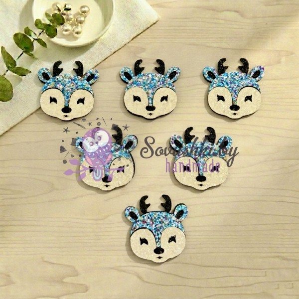 Декоративные элементы (патчи-вырубка) «Оленята» — набор 6 шт (голубой)