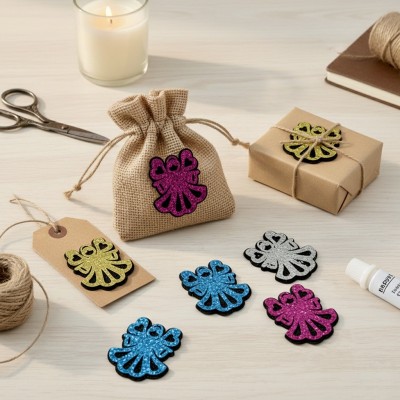 Декоративные элементы (патчи-вырубка) «Ангелы» — набор 8 шт (черный)