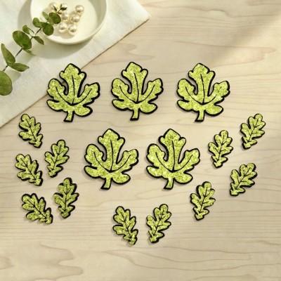 Декоративные элементы (патчи-вырубка) «Листья дуба» — набор 16 шт (салатовый)