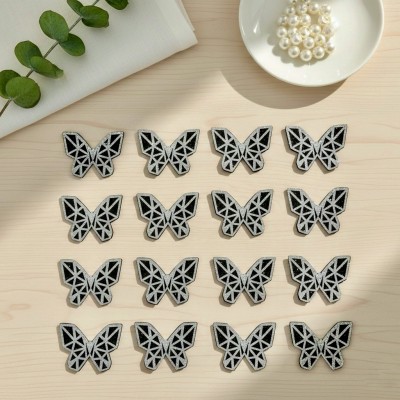 Декоративные элементы (патчи-вырубка) «Бабочки» — набор 10 шт (серебро)