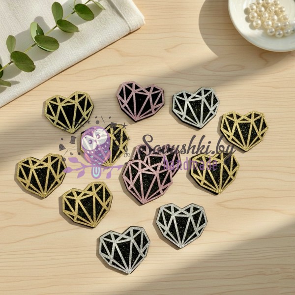 Декоративные элементы (патчи-вырубка) «Сердце» — набор 14 шт