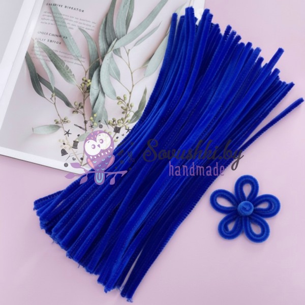 Синельная проволока (шенил) 30 см, васильковый (48 шт)