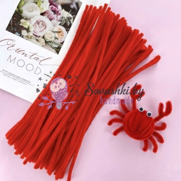 Синельная проволока (шенил) 30 см, красный (47 шт)