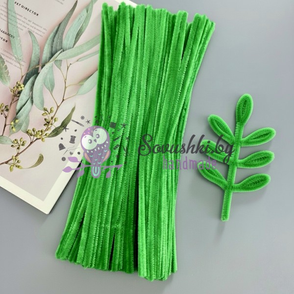 Синельная проволока (шенил) 30 см, зеленый (25 шт)