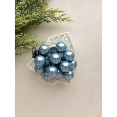 Декор новогодний шары на проволоке стальной голубой