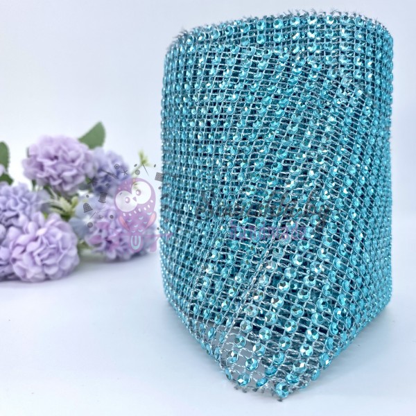 Полотно имитация страз, голубой (24 ряда х 1 м)