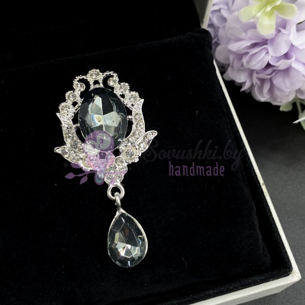 Серединка ювелирная с подвеской "Cleopatra", графит/серебро